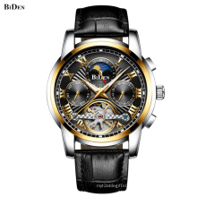 BIDEN 0191 Automatic Mechanical Wrist Men Watch Mens Moon Phase Watch Leather Watches Manufacturing